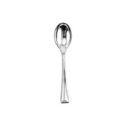 Shiny Metallic Silver Mini Plastic Disposable Tasting Spoons
