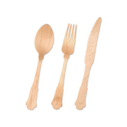 Silhouette Birch Wood Eco Friendly Disposable Wooden Cutlery Set - Spoons, Forks and Knives