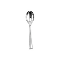 Shiny Metallic Silver Mini Plastic Disposable Tasting Spoons