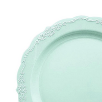 10" Turquoise Vintage Round Disposable Plastic Dinner Plates