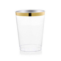 10 oz. Clear with Metallic Gold Rim Round Tumblers